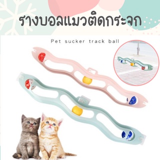 พร้อมส่ง🐱 ของเล่นแมว รางบอลแมว ลูกบอลแมว ลูกบอลล่อแมว รางบอลติดกระจก ของเล่นสัตว์เลี้ยง ติดกระจก