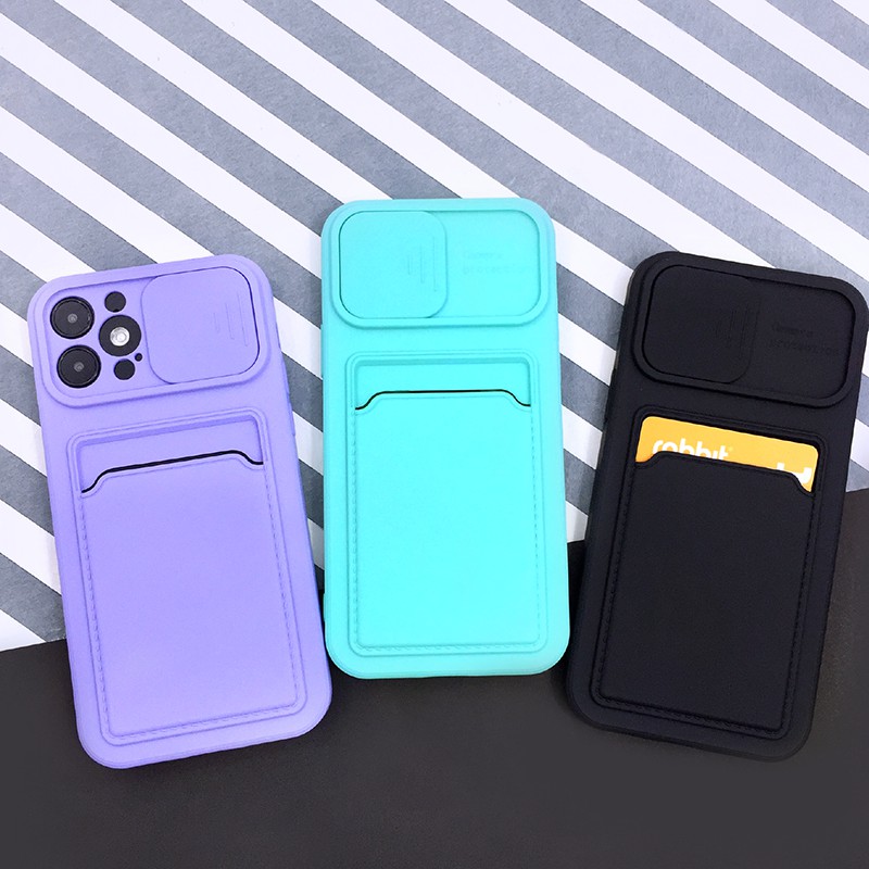 oppoa52020-a92020-a15-a5s-realmeเคสโทรศัพท์ฝาปิดเลนส์กล้องฝาสไลด์-เคสกันเลนส์กล้อง-เคสสีพาสเทล-เคสใส่การ์ด-เคสแฟชั่น