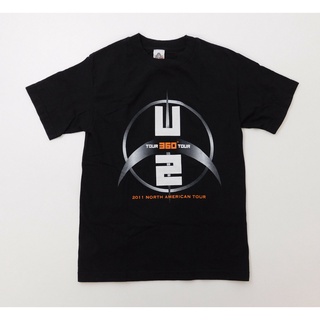 เสื้อยืดโอเวอร์ไซส์เสื้อยืด ลายโลโก้วงคอนเสิร์ต U2 360 องศา 2011 ขนาดเล็ก สีดําS-3XL