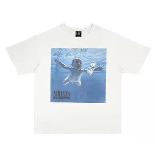 [S-5XL]เสื้อยืดแขนสั้น พิมพ์ลาย Nirvana สไตล์ร็อคเรโทร