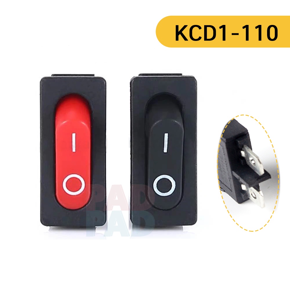 สวิตช์ KCD1-110 2 Pin 250V 6A 125V 10A Boat Switch Snap-in SPST ON OFF ...