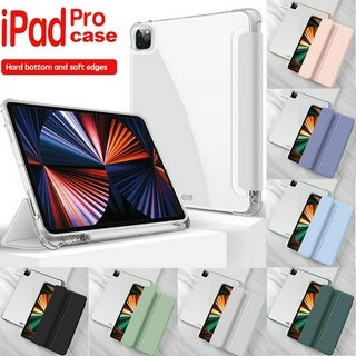 เคสแข็ง PC ขอบนิ่ม กันกระแทก พร้อมช่องใส่ดินสอ สําหรับ iPad new pro 11 12.9 นิ้ว mini 6 Air 4 5 2022 2021 2020 M1 M2