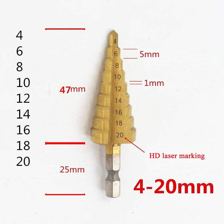 ภาพสินค้าพร้อมส่งดอก STEP DRILL ดอกเจดีย์ เจาะขยาย 3pcs 4-32mm 4-20mm 4-12mm3ชิ้น/ชุด ดอก ดอกเจดีย์ เจาะขยาย จากร้าน ordernow.th บน Shopee ภาพที่ 4