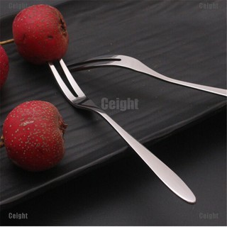 (Cei) ส้อมสเตนเลส สองซี่ สร้างสรรค์ สําหรับจิ้มผลไม้ เค้ก ขนมหวาน 6 ชิ้น
