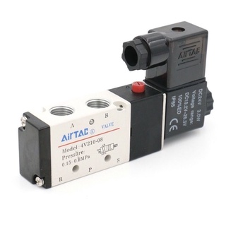 ￼วาล์วควบคุมอากาศไฟฟ้า 5 Way 2 Position 4V210-08 1 / 8 " 1 / 4 " Port Size Dc12V , 24V . Ac110V , 220 V , Pneumatic