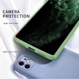 เคส โทรศัพท์มือถือซิลิโคนเหลว For iPhone 11 Pro X XS Max XR 6 7 8 Plus Flocking กล้องภายในป้องกันเต็มกลับครอบคลุม