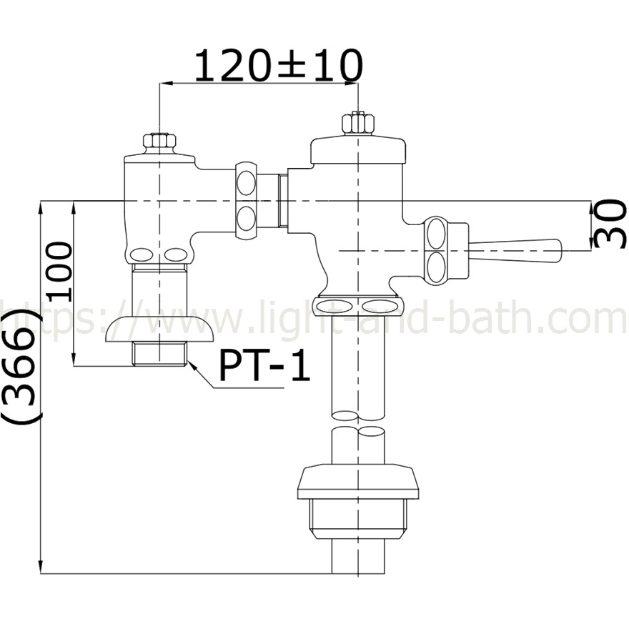 toto-01-07-ts404nsk-ฟลัชวาล์วโถสุขภัณฑ์ท่อตรง-รุ่นประหยัดน้ำ