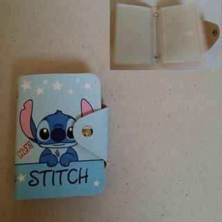 สมุดนามบัตร กระเป๋าใส่นามบัตร ปกหนัง ลาย สติช Stitch ขนาด 3x4นิ้ว มี 12 หน้า (ถ้าใส่หนังหลังใส่ได้ 24 ใบค่ะ)