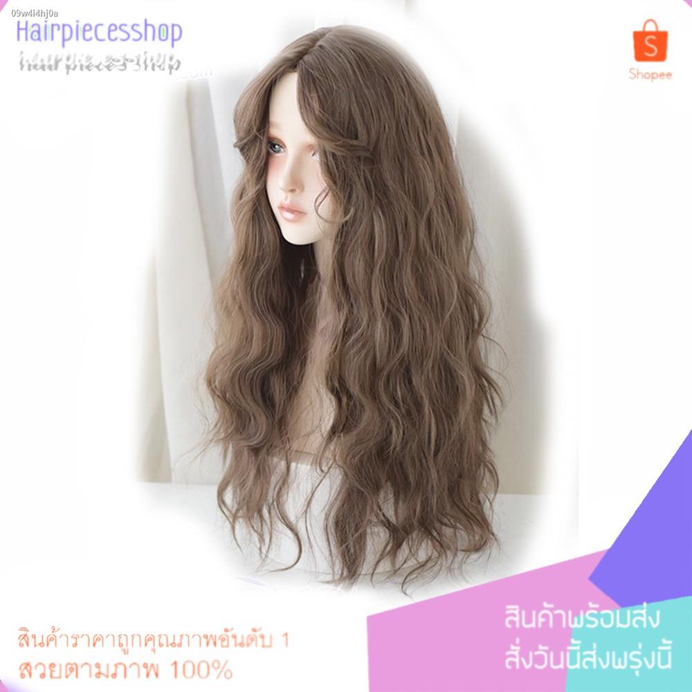 ผมปลอม-วิกผม-วิกผมไหมเกาหลีแสกกลางลอนยาวมาม่าสวยดูเป็นธรรมชาติหนังหัวเสมือนจริงสินค้าสวยตามภากไหมด้านอย่างดี-แถมเน็กค