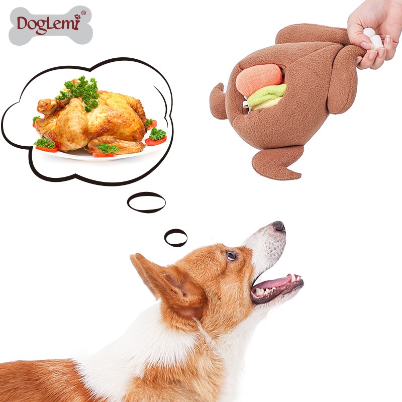 ไก่ย่างยัดไส้-doglemi-ไก่ย่างไส้ทะลัก-ของเล่นหมา-ของเล่นหมามีเสียง