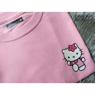 เสื้อเด็กหญิง เสื้อคนอ้วนผญ HELLO KITTY ขนาดกระเป๋าเสื้อยืด Unisex คุณภาพสูง V/t เสื้อยืดเด็กผช Tee