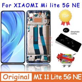 6.55&amp;quot; ของแท้ 100% AMOLED สําหรับ Xiaomi Mi 11 Lite 5G NE LCD 2109119Dg 2107119Dc 2109119จอแสดงผลดิจิทัลดิจิทัล หน้าจอสัมผัส