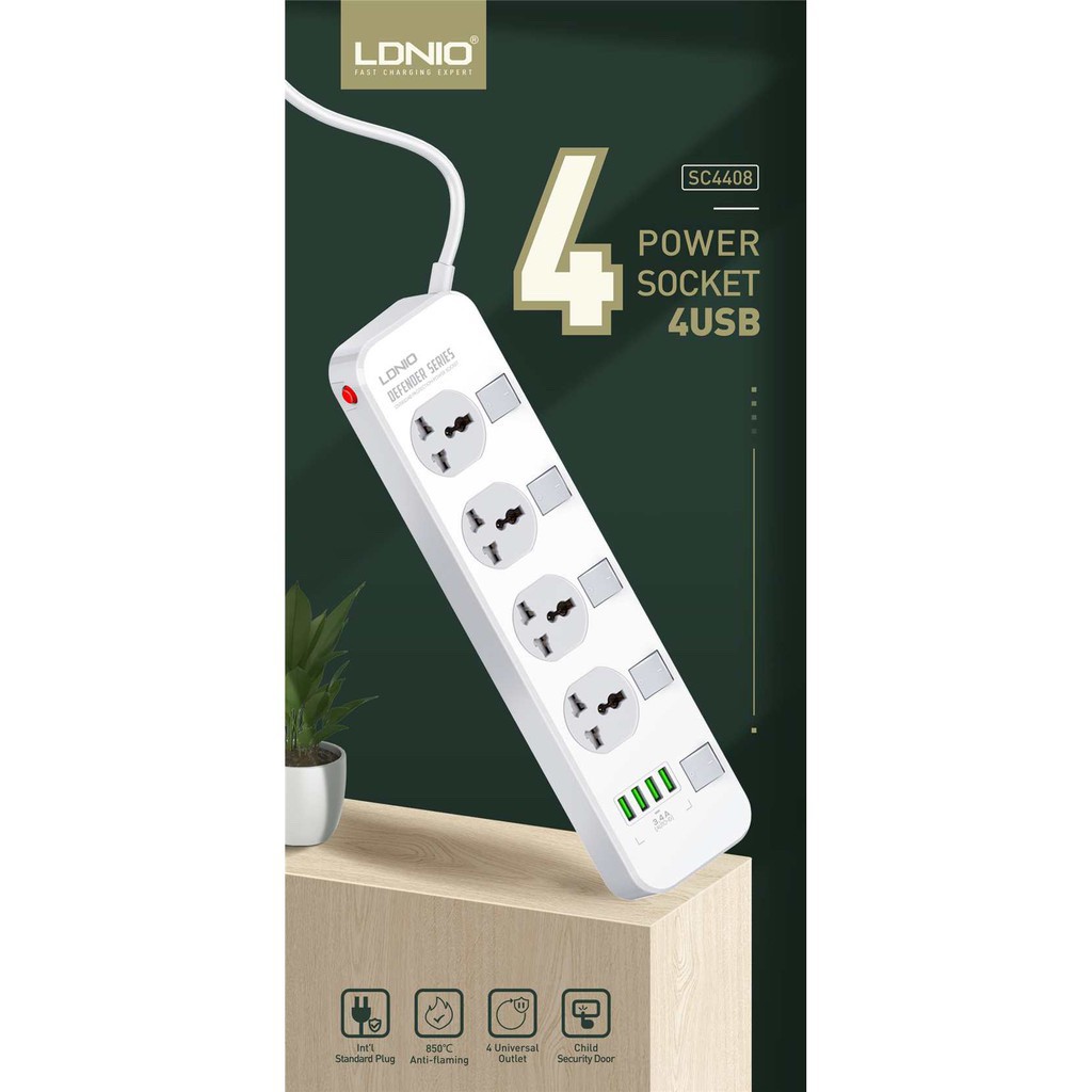 ldnio-sc4408-ปลั๊กพ่วง-4-ช่อง-4-usb-3-4a-max-universal-outlet-power-strip-รองรับไฟ-2500w-10a-max-250v-สายยาว-2-เมตร