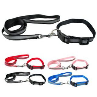 ชุดปลอกคอและสายจูง สะท้อนแสง (Collar and Leash reflective set) เป็นชุด สำหรับหมา แมว พันธุ์เล็ก