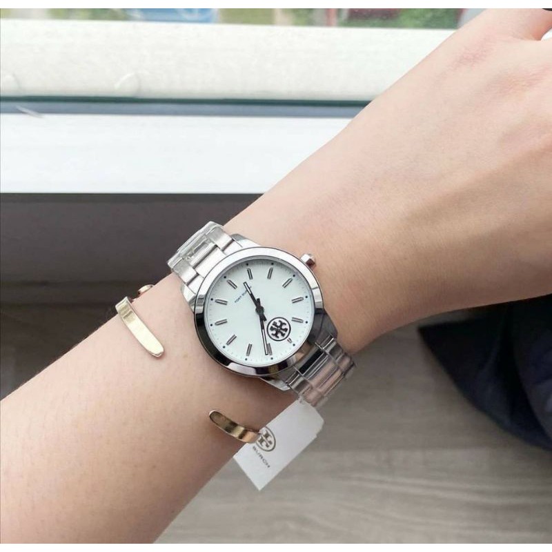 สด-ผ่อน-นาฬิกา-สีเงิน-tbw1301-กล่องแทน-ขนาด-33มิล-tory-burch-collins-three-hand-stainless-steel-silver-watch