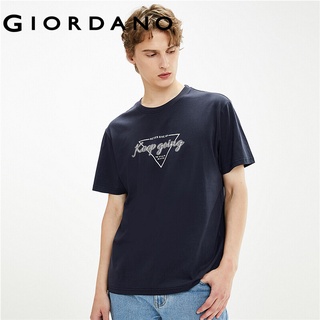 Giordano Men T-Shirts Cotton Ribbed Crewneck Keep Going Theme Printed Letter Tee Durable Comfy Fashion Soft Tshirts
