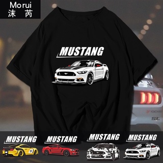 เสื้อยืดโอเวอร์ไซส์เสื้อยืดแขนสั้น ผ้าฝ้ายแท้ พิมพ์ลาย Mustang Ford Shelby สําหรับผู้ชายS-4XL