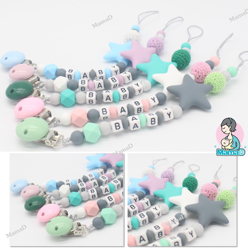 ภาพสินค้าสายคล้องจุกหลอก สายคล้องยางกัด คล้องจุนม สำหรับเด็ก Star Pacifier Clip จากร้าน cherrysun08 บน Shopee ภาพที่ 2