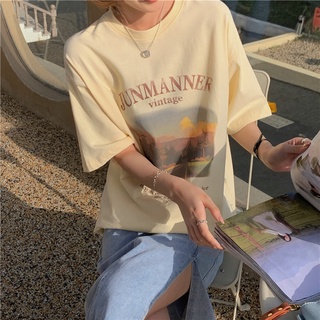 【🔥🔥】เสื้อยืดแขนครึ่ง พิมพ์ลายการ์ตูน ทรงหลวม พลัสไซซ์ แฟชั่นฤดูร้อน สําหรับผู้หญิง 17D687