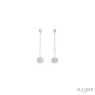 Charming Earrings ต่างหูเงินแท้ ชุบทองคำขาว ประดับเพชรสวิตน้ำ100 แบรนด์ Dusadee Jewelry