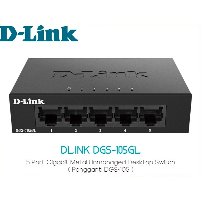 ภาพหน้าปกสินค้าสวิตซ์ฮับ D-LINK (DGS-105GL) 5 Port Gigabit Metal Unmanaged Desktop Switch 10/100/1000 Mbps จากร้าน hardware_corner บน Shopee