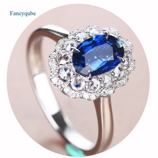 Fancyqube เครื่องประดับแหวนแต่งงานเจ้าหญิงโนเบิลใสสีฟ้าเพทาย