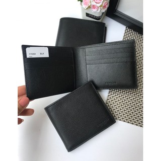 🎀 (สด-ผ่อน) กระเป๋าสตางค์ผู้ชาย 2 พับ หนังดำ แบบบาง F75084 DOUBLE BILLFOLD WALLET IN CALF LEATHER