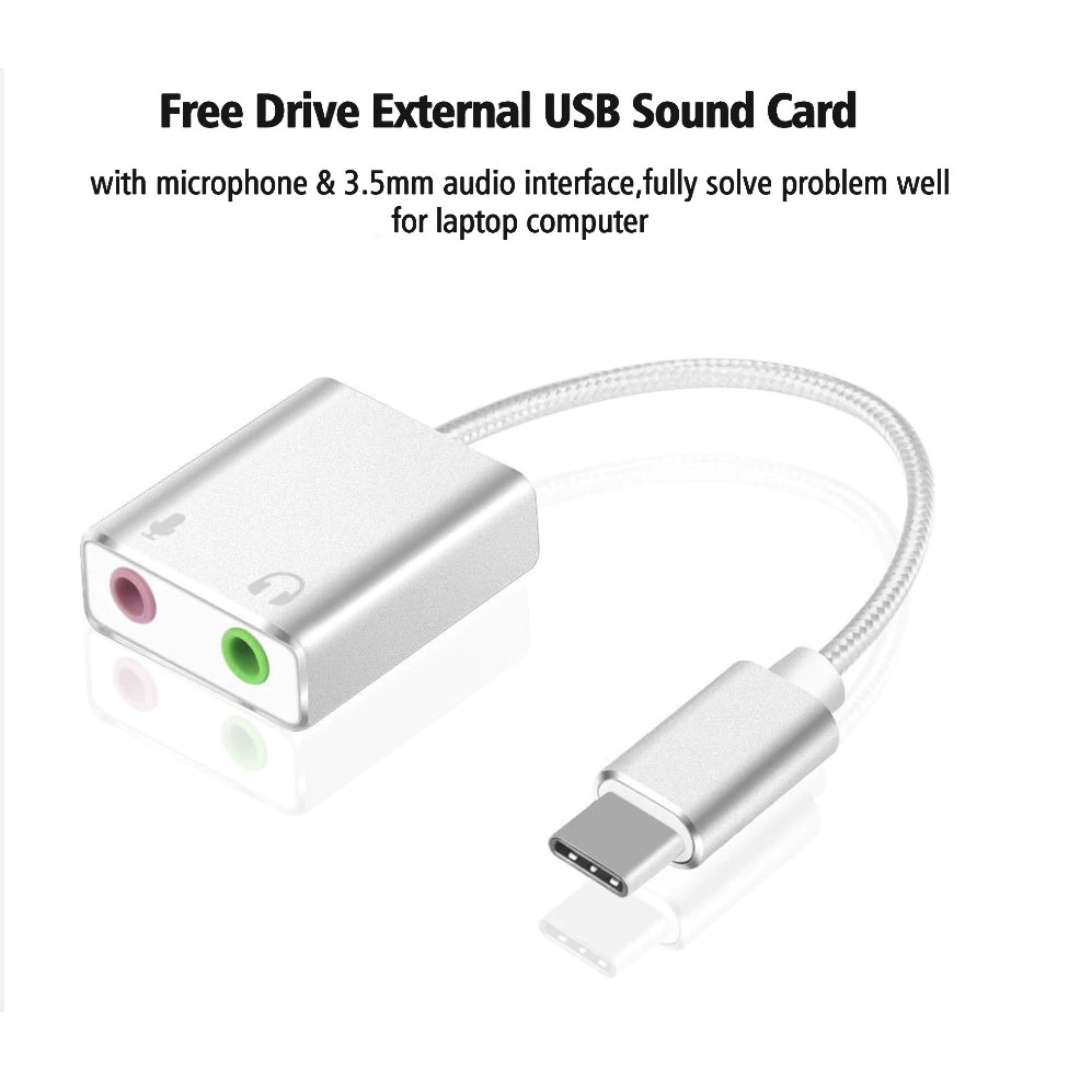 7.1 ภายนอกประเภท C Usb Sound Card สำหรับ Macbook USB C 3.5 มิลลิเมตร