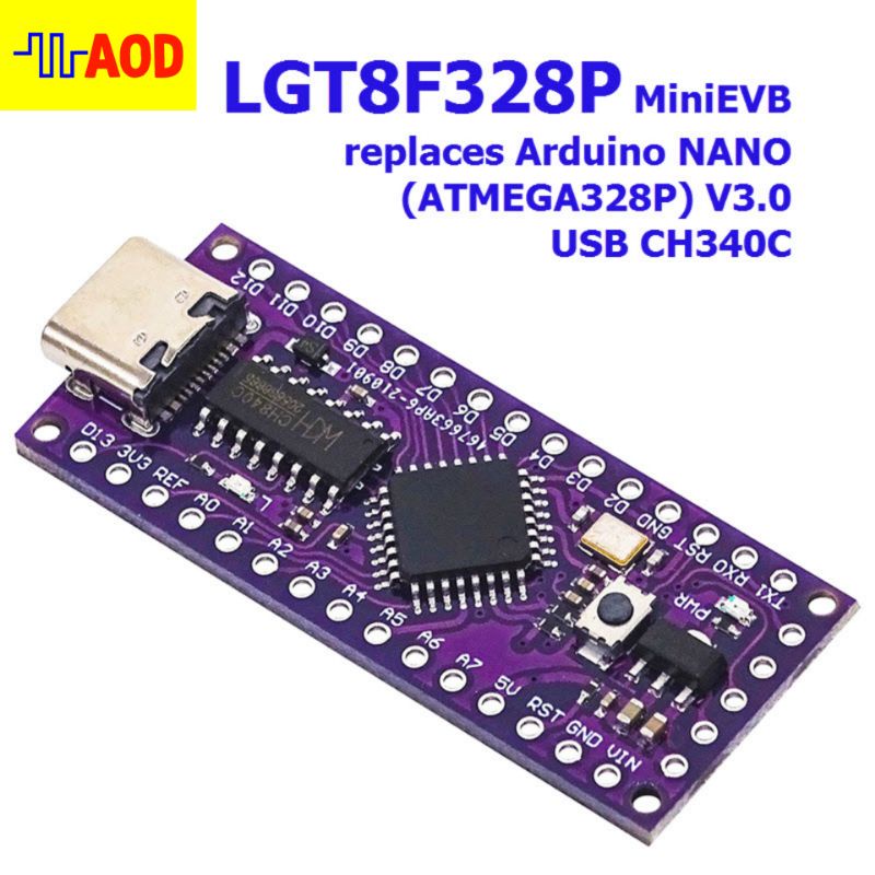 💥บอร์ด LGT8F328P รุ่นใหม่สีม่วง CH340C TYPE C(บอร์ดแทน arduino nano)🔥 ...