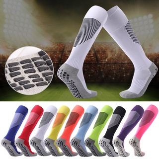 ถุงเท้าบีบอัดบุรุษยาวหนาระบายอากาศป้องกันการลื่นไถลเหนือเข่าผ้าฝ้ายมืออาชีพถุงเท้ากีฬาฟุตบอล