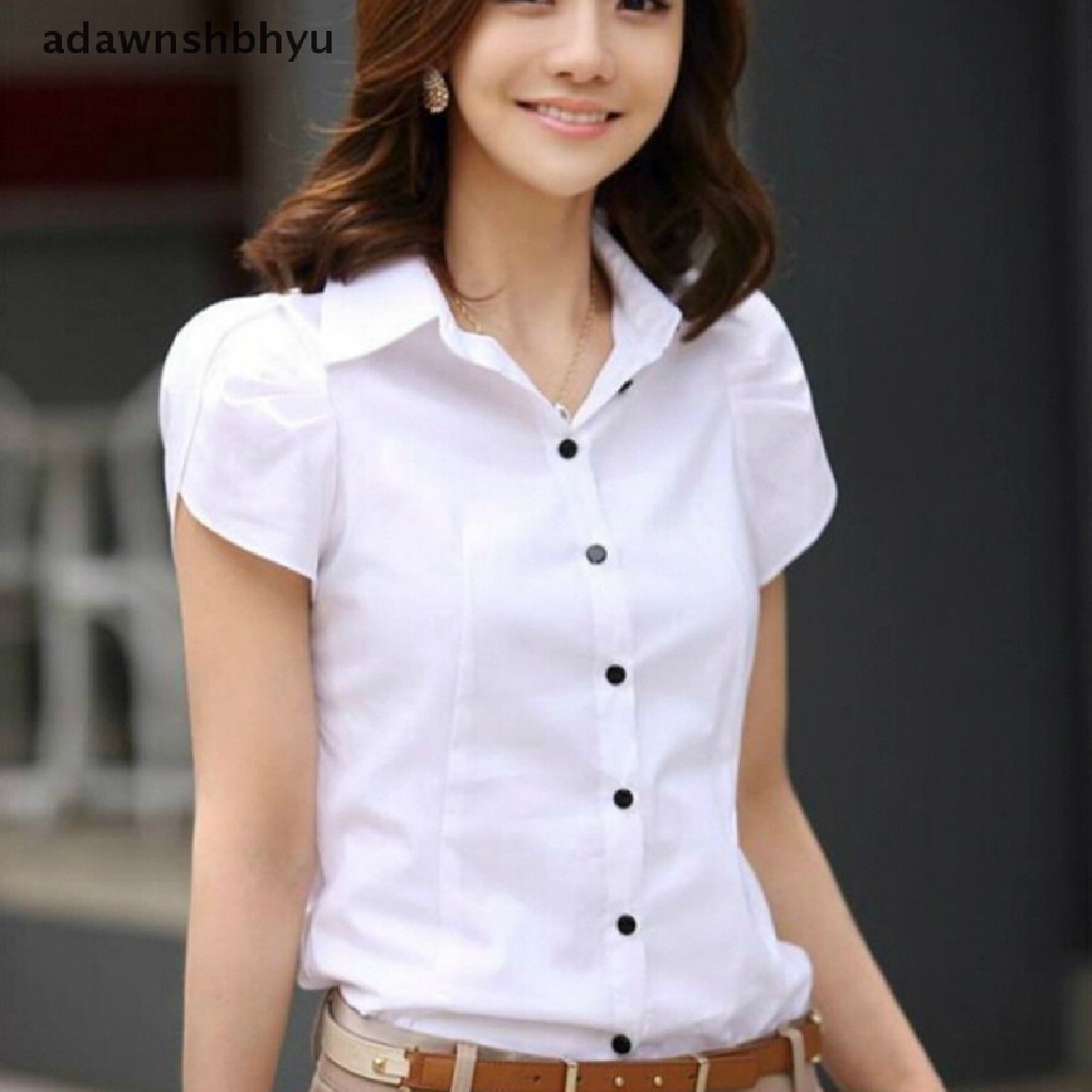 adawnshbhyu-เสื้อเชิ้ตแขนสั้น-ผ้าชีฟอง-สีขาว-แฟชั่น-สําหรับผู้หญิง-ใส่ทํางาน-สํานักงาน-th