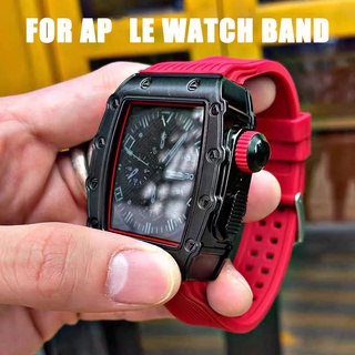 เคสนาฬิกาข้อมือ โลหะ ซิลิโคน ป้องกันรอย พร้อมกระจกนิรภัย สําหรับ Aple Watch 7 Band 45 มม. iWatch