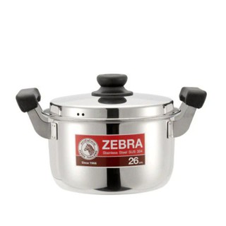 Zebra หม้อหุงต้มสเตนเลสพร้อมฝา รุ่น Carry ขนาด 26 ซ. สแตนเลสคุณภาพดี เนื้อหนา แข็งแรง ทนทาน ใช้งานได้กับเตาทุกประเภท