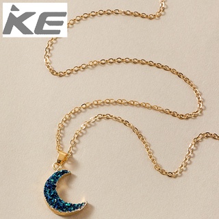 Simple Jewelry Moon Pendant Necklace Meniscus Imitation Zircon Single Necklace for girls for w
