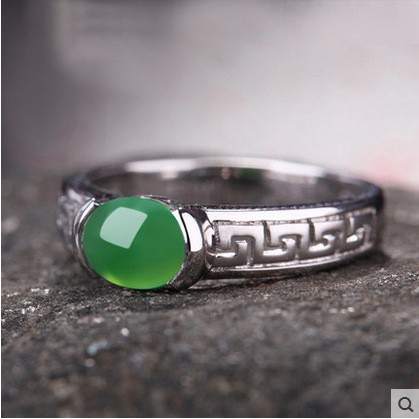 แหวนหยกหญิงฮอลโลว์แกะสลักฝังแหวนมรกตโมราแหวนแหวนเงินเครื่องประดับขายส่ง-de2-4950