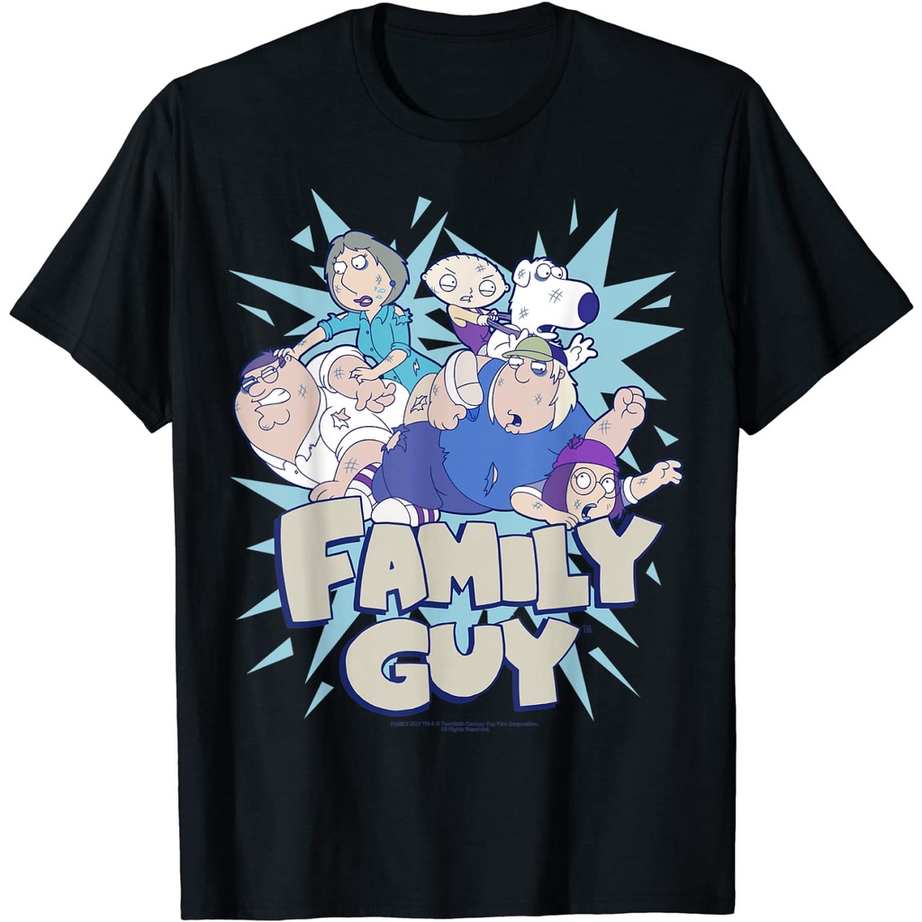 family-guyเสื้อยืดถักฤดูร้อน-family-guy-group-shot-family-fight-logo-t-shirt-family-guy-short-sleeve-t-shirts