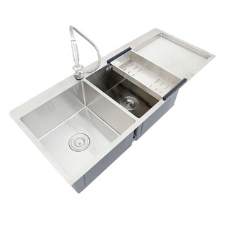 Embedded sink SINK BUILT 2BOWL1DRAIN AXIA TRITON 11650 STAINLESS Sink device Kitchen equipment อ่างล้างจานฝัง ซิงค์ฝัง 2