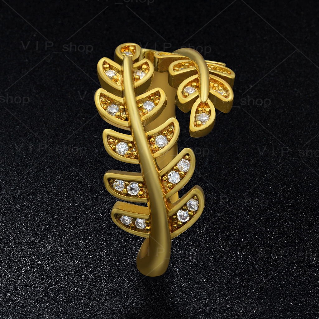 รูปภาพของแหวนใบมะกอกขนาดฟรีไซส์​ นำโชค เสริมดวงความรัก ชุบทอง เหมือนแท้ ฝังเพชร  R 465ลองเช็คราคา