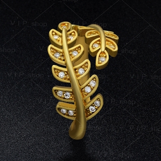 สินค้า แหวนใบมะกอกขนาดฟรีไซส์​ นำโชค เสริมดวงความรัก ชุบทอง เหมือนแท้ ฝังเพชร # R 465