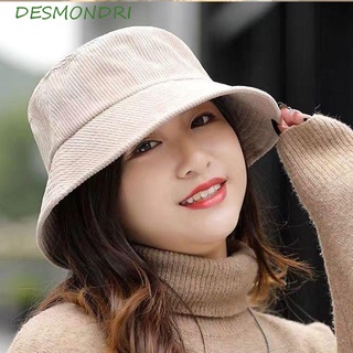 Desmondri หมวกบักเก็ตลําลอง ผ้าลูกฟูก สีพื้น สไตล์ญี่ปุ่น แฟชั่นสําหรับผู้ชายและผู้หญิง