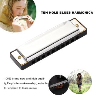 🏃🏃CKST🏃🏃 ฮาร์โมนิก้า เครื่องดนตรี Harmonica 10รู สีเงิน