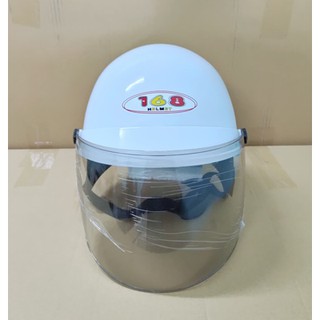 หมวกกันน็อคครึ่งใบ  168  สีขาว   ( แถมฟรีกระจกบังแดด )