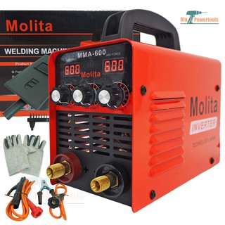 MOLITA ตู้เชื่อม Inverter MMA-600 (รุ่นใหม่ล่าสุด2 จอ 3 ปุ่ม ）ตู้เชื่อมไฟฟ้า พร้อมอุปกรณ์ครบชุด รุ่นสีแดง