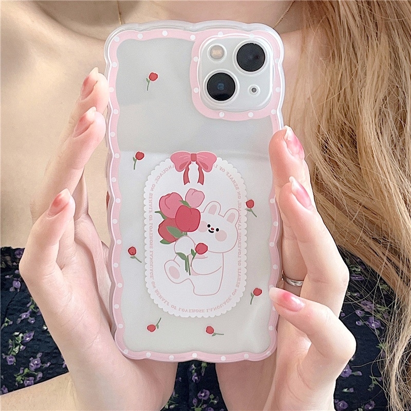 เคสโทรศัพท์มือถือ-ลายกระต่าย-ดอกไม้-สําหรับ-for-iphone-13promax-12-xs-xr-6plus-14