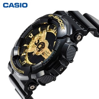 นาฬิกา casio นาฬิกาข้อมือผู้หญิง นาฬิกาแบรนด์เนม Casio G-Shockนาฬิกาข้อมือผู้ชายสีดำ/สีทองสายเรซิ่นรุ่นGA-110GB-1ADR