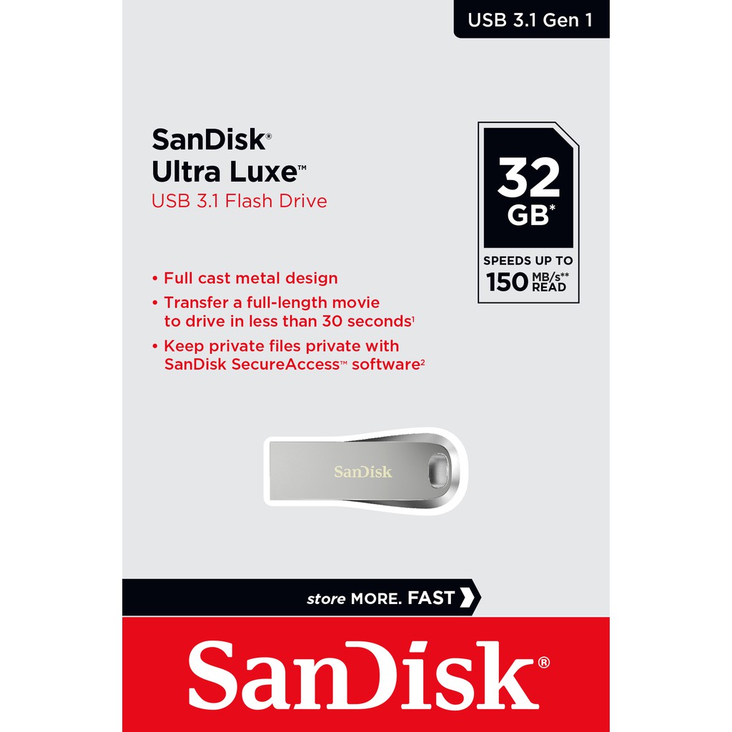 ภาพหน้าปกสินค้าSANDISK ULTRA LUXE USB 3.1 แฟลชไดร์ฟ 32GB (SDCZ74_032G_G46) จากร้าน sandisk_thailand_officialshop บน Shopee
