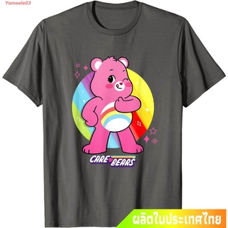 Yameela03 2022 Disney Bear ดิสนีย์ หมีน้อยน่ารัก cotton 100% Care Bears: Unlock The Magic Cheer Bear T-Shirt คอกลม แฟชั่