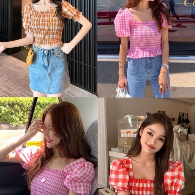 เสื้อแขนตุ๊กตาลายสก๊อต | Shopee Thailand