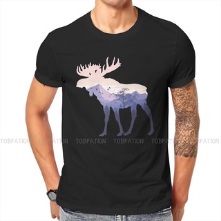Elk Beauty Animal เสื้อยืดลําลอง แขนสั้น คอกลม พิมพ์ลายกวาง ธรรมชาติ แคนาดา เหมาะกับฤดูร้อน สําหรับผู้ชาย