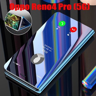 กรณี OPPO Reno4 Pro 5G Plating mirror Leather Flip Case Back Cover ปลอกโทรศัพท์ Stand